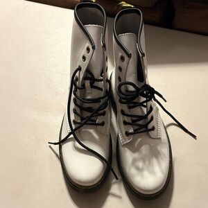 Dr. Martens White and Black Lace-Up Boots